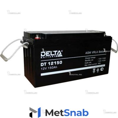 Аккумулятор DELTA DT-12150 (12В, 150Ач / 12V, 150Ah / вывод под болт 8мм) Для слаботочных систем