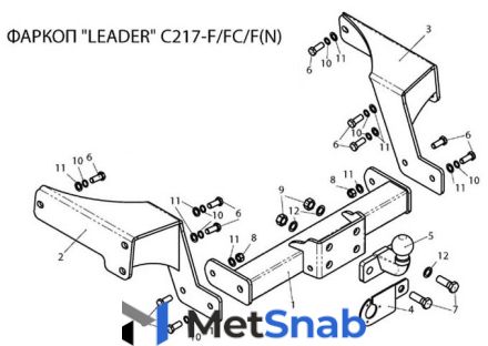 Фаркоп C217-F(N) Leader Plus CHEVROLET CAPTIVA 2006- ... (C нержавеющей пластиной)