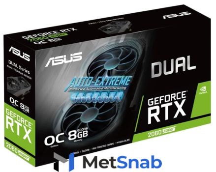 Видеокарта ASUS DUAL GeForce RTX 2060 SUPER 1470MHz PCI-E 3.0 8192MB 14000MHz 256 bit DVI DisplayPort 2xHDMI HDCP EVO V2 OC