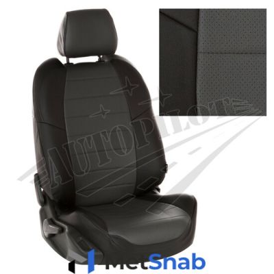 Чехлы на сиденья из экокожи, чёрно-серые Автопилот (vo-tb-t6k-chets-e)