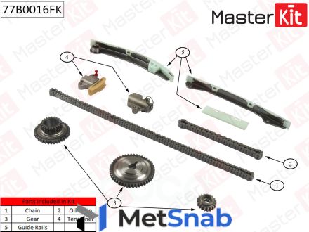 Комплект Цепи Грм MasterKit арт. 77B0016FK