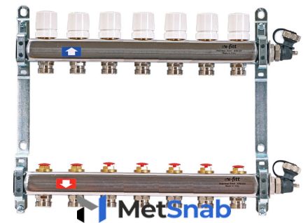 Коллектор распределительный Uni-Fitt 1 7 выходов, с регулировочными и термостатическими вентилями 451I4307"