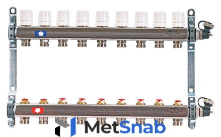 Коллектор распределительный Uni-Fitt 1 9 выходов, с регулировочными и термостатическими вентилями 451I4309"
