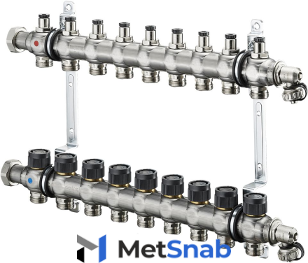 Коллектор Oventrop Multidis SF 1" 9хG 3/4 арт. 1404559 (девять контуров) с вентильными вставками