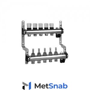 Коллекторная группа Meibes - 1" на 9 контуров 3/4" (с расходомерами)