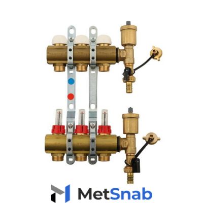 Коллектор для теплого пола с расходомерами TIEMME 1"-3/4" 6 выходов TP-98