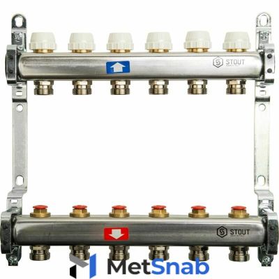 Коллектор из нержавеющей стали без расходомеров на 8 выходов Stout