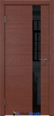 Комплект двери с коробкой ZM009 (шпон красное дерево, стекло лакобель черный)