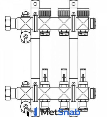 Гребенка для напольного отопления Oventrop Multidis SF (0,6-2,4л/мин) на 12 контуров