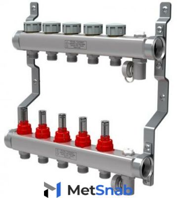 Royal Thermo Коллектор нерж. в сборе с расходомерами 1" ВР-3/4" НР 10 выходов