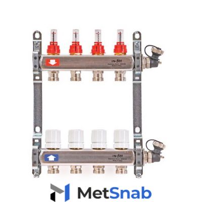 Коллектор для теплого пола с расходомерами UNI-FITT 1"-3/4" 4 выхода 450I