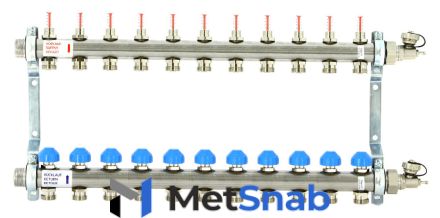 Коллектор распределительный Uni-Fitt Н 1 11 выходов, с расходомерами и термостатическими вентилями 455W4311"