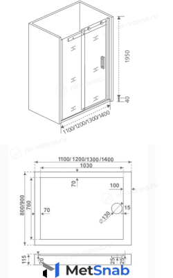 Душевая дверь Bas Galaxy WTW 140x198 с поддоном