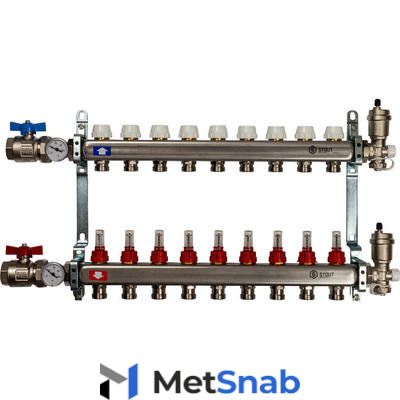 Stout Коллекторная группа нерж. с расходомерами 1 х 9 вых. SMS 0907 000009