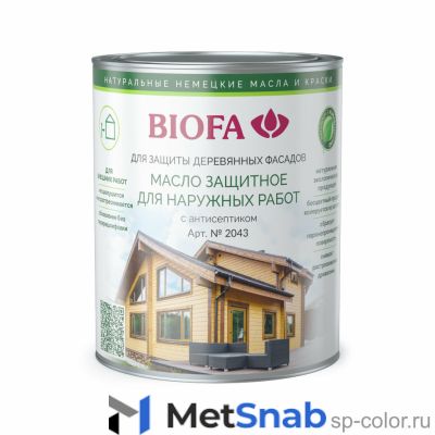 Biofa 2043 Масло защитное для наружных работ с антисептиком (10 л)