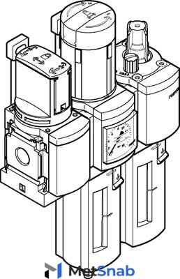 Блок подготовки воздуха, комбинация Festo MSB6N-1/2:C3J1M1-WP