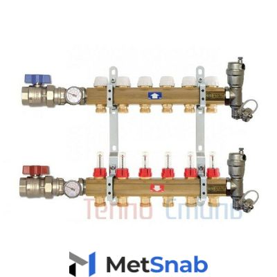 Коллектор Stout на 12 контуров 1"/3/4" SMB 0473 000012 из латуни с расходомерами