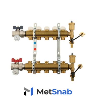 Коллектор для отопления TIEMME 1"-3/4" 11 выходов регулируемый OT-97