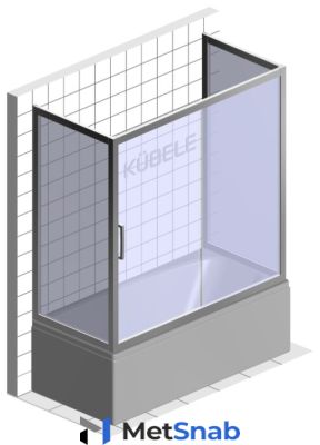 Шторка в ванну Kubele DE019P2U 100x165x150 см, стекло матовое 6 мм, профиль бронза светлая