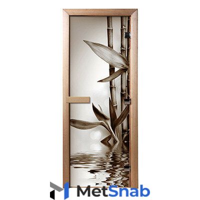 дверь из стекла с фотопечатью бамбук 1,9х0,7 м, 8 мм, коробка из хвои, 3 петли,в гофрокоробе "банные