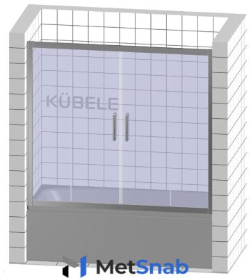 Шторка в ванну Kubele DE019PR4 60x275x150 см, стекло матовое 6 мм, профиль белый матовый