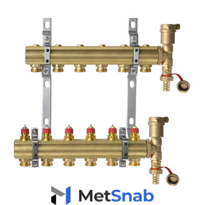 Комплект коллекторов Danfoss FHF-6 set с кронштейнами и воздухоотводчиками, 6 контуров
