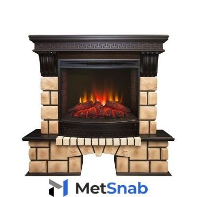 Домашний электрокамин Real-Flame Stone Brick 25/25,5 с очагом Evrika 25,5 LED с искусственным камнем