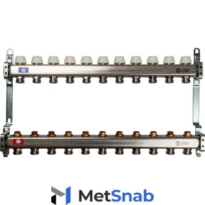 SMS 0922 000011 STOUT Коллектор из нержавеющей стали без расходомеров 11 вых.