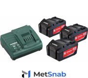 Набор аккумуляторов и зарядное устройство METABO 18V Basic-Set 4,0 3х4.0 Ач