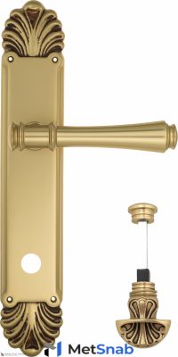 Дверная ручка Venezia "CALLISTO" WC-4 на планке PL87 французское золото + коричневый