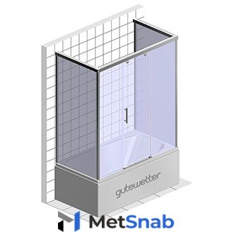 Шторка на ванну GuteWetter SLIDE PART GV-865U 190х90 см, ручка CH 02, профиль хром стекло бесцветное стенки 8 мм, дверки 6 мм