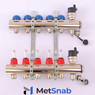 Коллектор 1'х3/4" ЕК 5 выходов EMMETI TOPWAY с расходомерами и вентилями