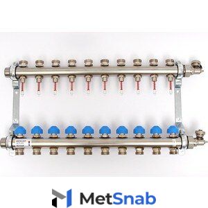 Коллекторная группа Uni-Fitt Н 1"х3/4" 10 выходов с расходомерами и термостатическими вентилями (455W4310)