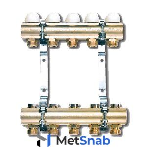 Коллекторная группа с кронштейнами Tiemme 1" х 8 вых