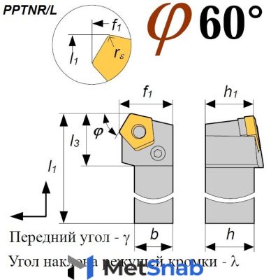 Резец PPTNR 4032R 16 проходной 2102 0277