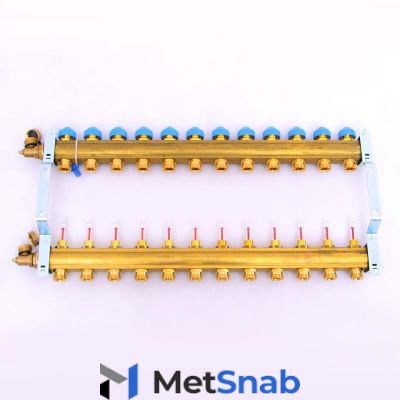 Коллектор для теплого пола WATTS HKV/T 1"x3/4" ЕК на 12 выходов с расходомером