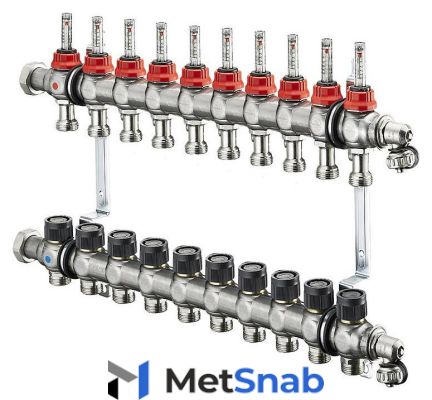 Коллектор распределительный Oventrop Multidis SF 1 на 10 контуров, с ротаметрами 1405360"