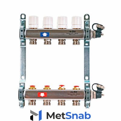 Коллектор из нержавеющей стали с регулировочными и термостатическими вентилями 13 вых. Uni-Fitt