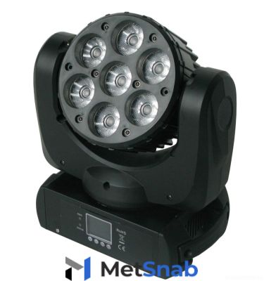 EURO DJ LED BEAM-715 движущаяся голова, LEDs 7×15W (RGBW 4-in-1), линейный диммер 0-100%, угол раскрытия луча 7°, DMX-512 (11/15 каналов), Pan 630°/Tilt 180°