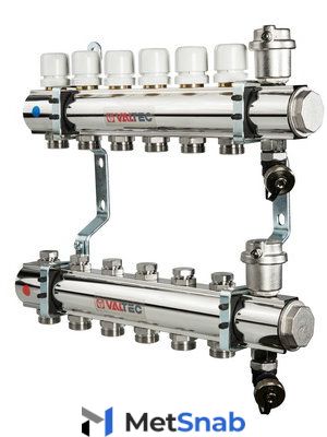 Коллекторная группа для радиаторов в сборе, Латунь 1х9 выхода Евроконус 3/4 Valtec