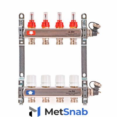 Коллектор из нержавеющей стали с расходомерами и термостатическими вентилями 7 вых. Uni-Fitt