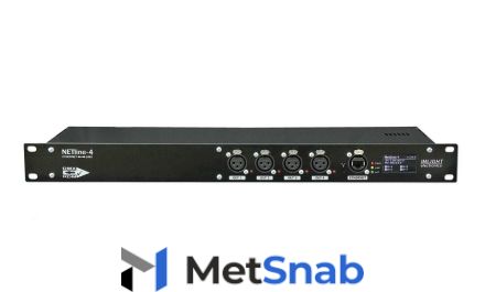 IMLIGHT NETline-4 (OLED) Блок преобразования сигнала ARTNET в DMX-512-A, поддержка RDM, 1 вход, 4 выхода с гальванической развязкой, индикация по входу и выходам, питание по сети 110-240 В 50/60 Гц, разъемы EtherCon и XLR 3-pin роз., OLED индикатор