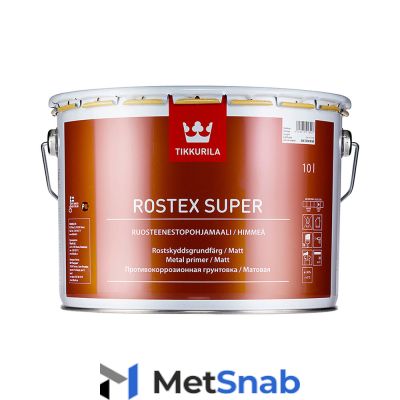 Грунтовка Tikkurila Rostex Super светло-серая матовая 10 л для кровли, лодок