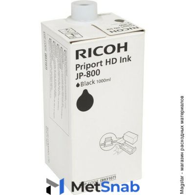 Чернила для дупликаторов Ricoh 893107 тип JP800 черные, высокой плотности, 6 картриджей x 1000 мл