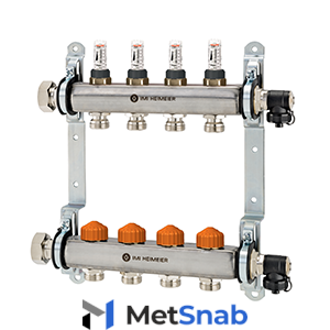 Распределительный коллектор Heimeier Dynacon Eclipse с автоматическим регулированием расхода, расходомерами и термостатическими вентилями, 9 контуров, 9340-09.800