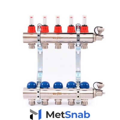 Коллектор для теплого пола с расходомерами UNI-FITT 1"-3/4" 10 выходов 440E