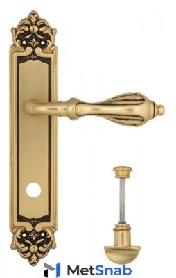 Ручка дверная Ручка дверная на планке с фиксатором Venezia Anafesto WC-2 PL96 французское золото + коричневый