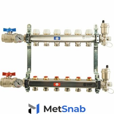 Коллектор из нержавеющей стали в сборе без расходомеров на 7 выходов Stout