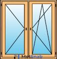 Радовицкий ДОЗ Двухстворчатое окно из сосны 1460х1320х78 мм с двухкамерным стеклопакетом