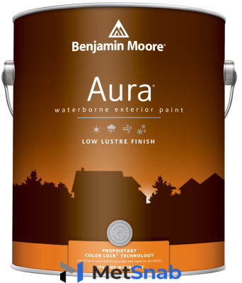 Краски для минеральных поверхностей Benjamin Moore Aura 634 Exterior Paint Low Lustre Finish краска для наружных работ,пглянц.бел.(3,8л)